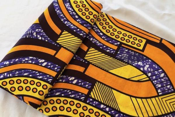 PURPLE ORANGE Waxprint Stoff